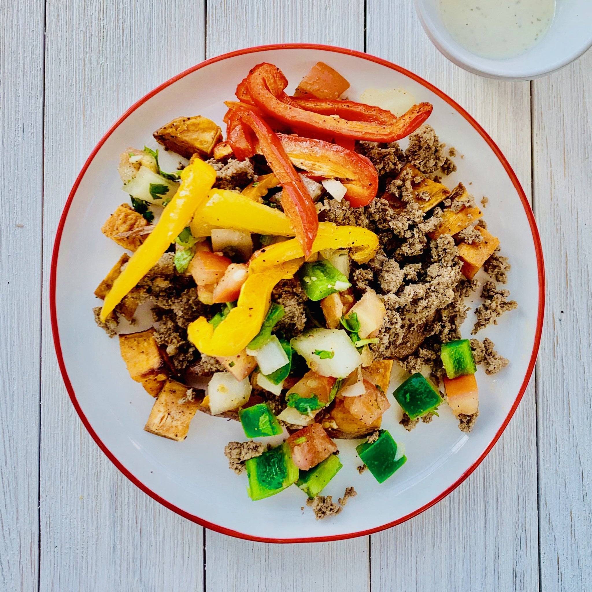 Mexican Beef Sweet Potato Bowl with Pico and Ranch
