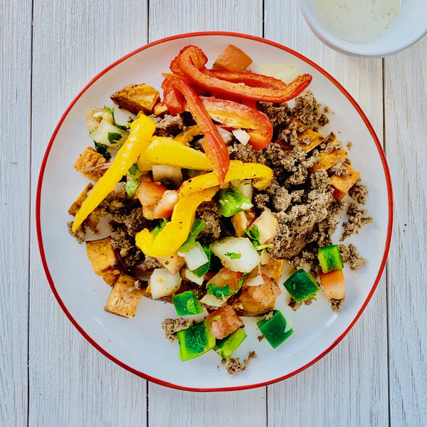 Mexican Beef Sweet Potato Bowl with Pico and Ranch